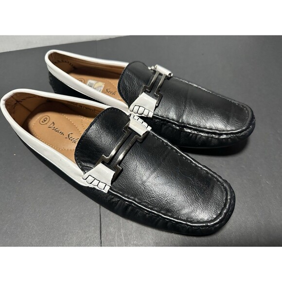 Dream Seek Men's Black Weave Slip On Driving Loafer Moccasin Shoes Size 9 - Picture 1 of 10